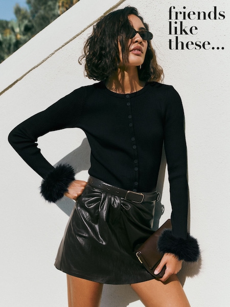 Itim - Friends Like These Fur Trim Cardigan