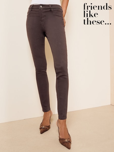 Chocolate Brown - Friends Like These High Waisted Zip Front Jeans