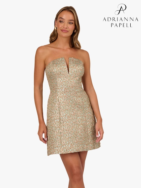 Adrianna By Adrianna Papell Pink Woven Jacquard Mini Dress (V58831) | AED1,450