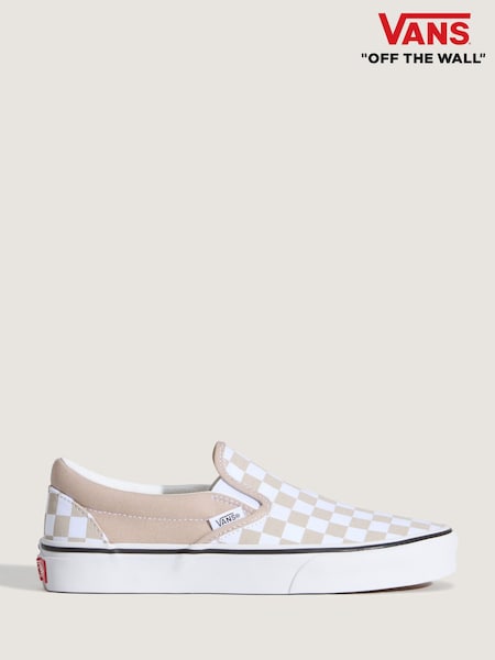 Red/White - Vans Classic Slip On Colour Theory Checkerboard Trainers