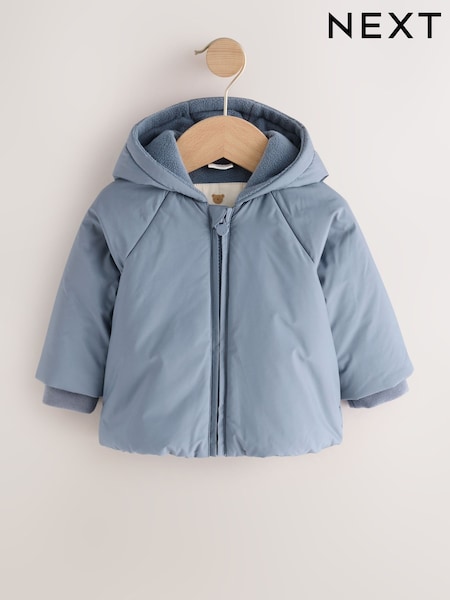 Blue - Hooded Mid-weight Fleece Lined Puffer Baby Jacket (0mths-2yrs)