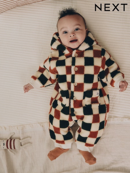 Checkerboard - Borg Button Hooded Baby Pramsuit (0mths-2yrs)