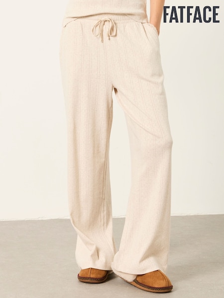 Oatmeal - Fatface Pointelle Wide Leg Trousers
