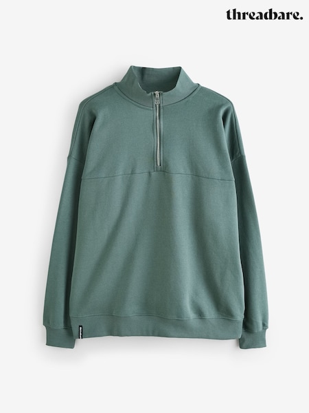 Threadbare Green Relaxed Fit Half Zip Sweatshirt (V59281) | AED166