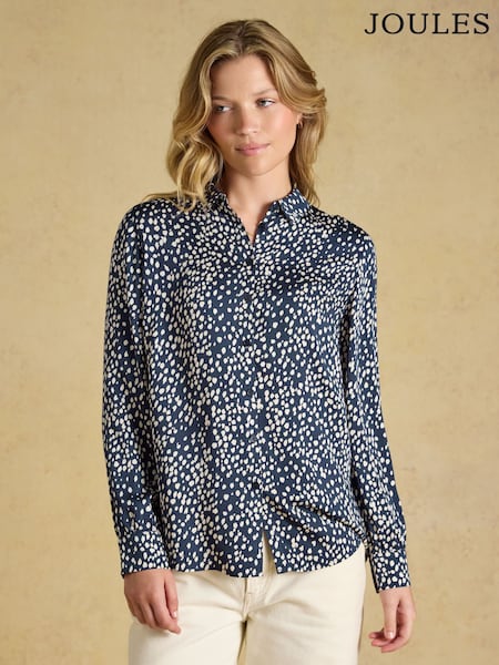 أزرق منقط - Elvina Satin Shirt