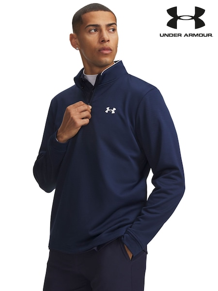 Blue - Regular Under Armour Links Quarter Zip Golf Layer Sweat Top