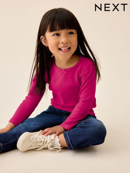 Pink Berry - Long Sleeve Pointelle Top (3mths-7yrs)
