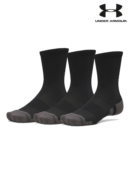 Black - Regular Under Armour Performance Tech Crew Socks 3 Pack