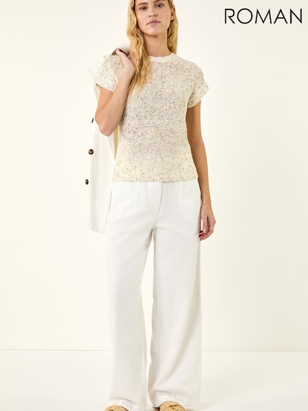 Roman White Sleeveless Knit Vest (V59708) | SGD 68