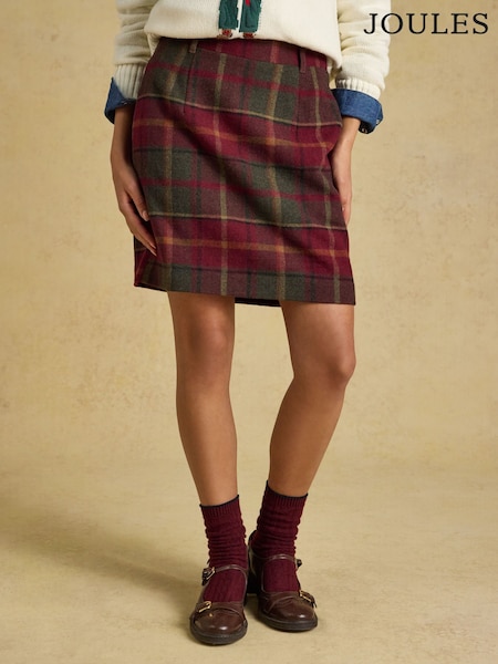 Rustland Check - Joules Bramble Short Tweed Wool Blend Skirt