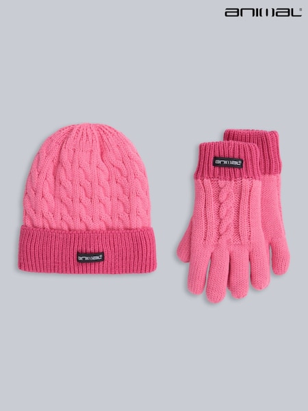 Rosa - Animal Kids Fur Lined Hat & Gloves Set (V59777) | kr471