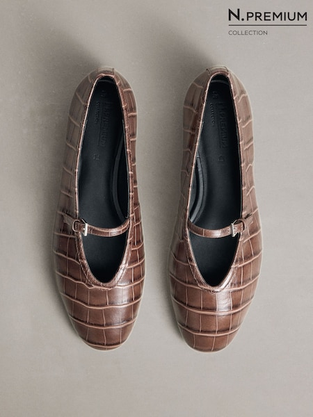 Chocolate Brown - N.premium Leather Mary Jane Shoes