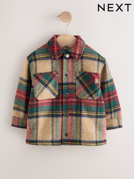 Red/Green Check - Borg Lined Shacket (3mths-7yrs)