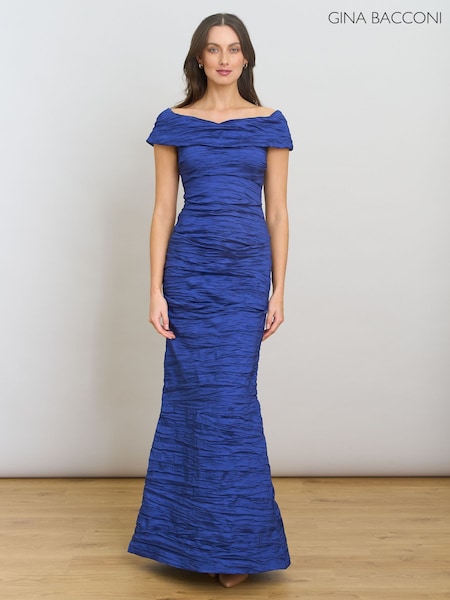 Gina Bacconi Blue Sidney Off Shoulder Maxi Dress (V60221) | ‏1,609‏₪