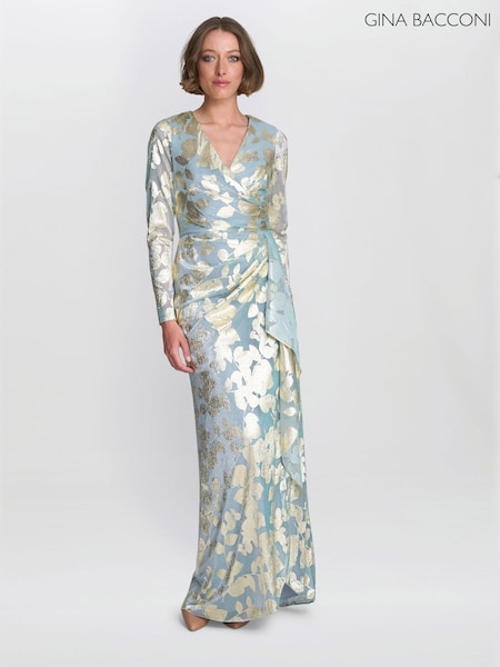 Gina Bacconi Green Kamala Foil Maxi Dress (V60227) | €495