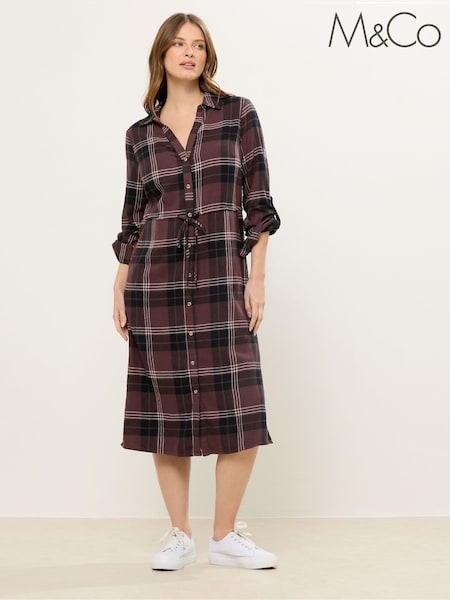 M&Co Brown Check Shirt Dress (V60242) | AZN 127