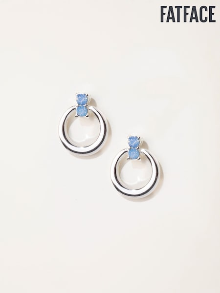 Silver Tone - Fatface Circle Earrings