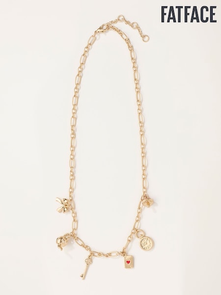 Gold Tone - Fatface Charm Necklace
