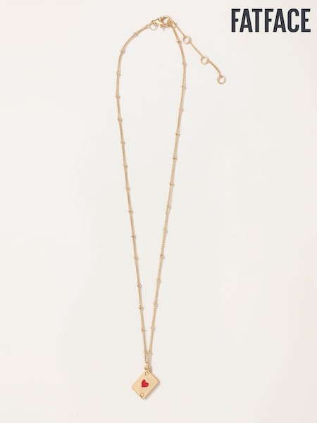 Guld ton - Fatface V And A Playing Card Necklace