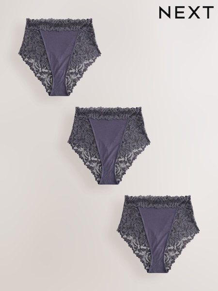 Charcoal Grey - Ultimate Comfort Lace Knickers 3 Pack
