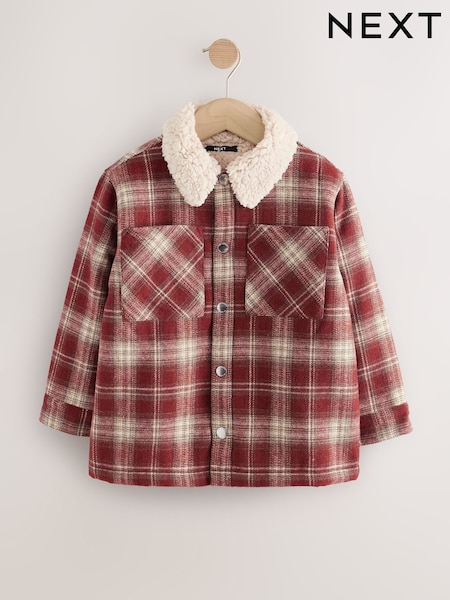 Rust Red Check - Borg Lined Shacket (3-16yrs)