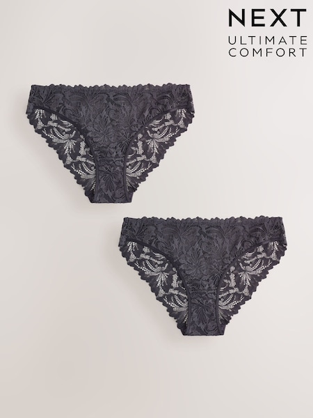 Charcoal Gray - Ultimate Comfort Lace Knickers 2 Pack