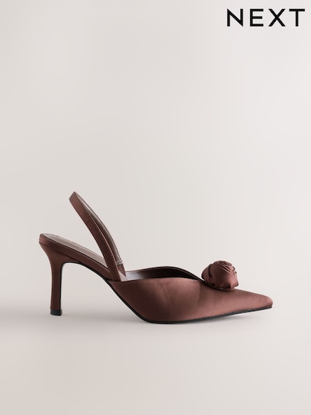 Chocolate Brown - Forever Comfort® Point Toe Corsage Slingback Heels