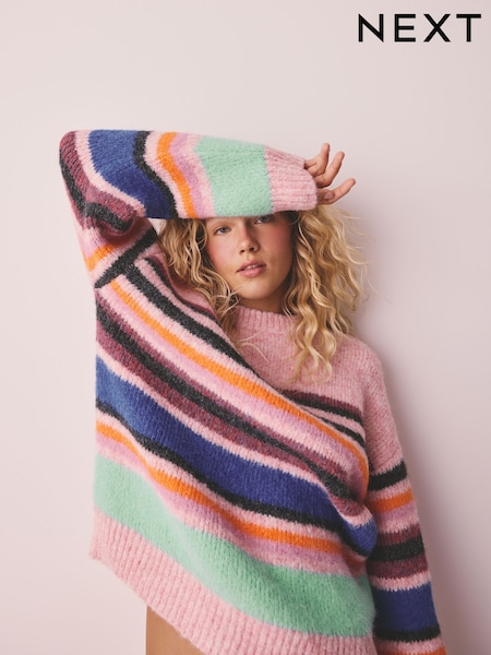 Pink - Wide Stripe Cosy Jumper