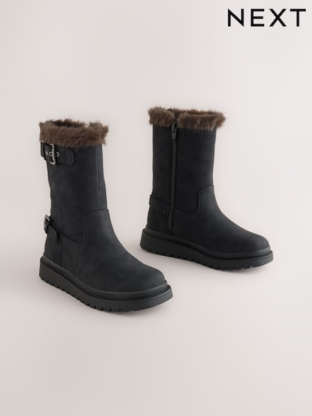 Black - Faux Fur Lined Boots