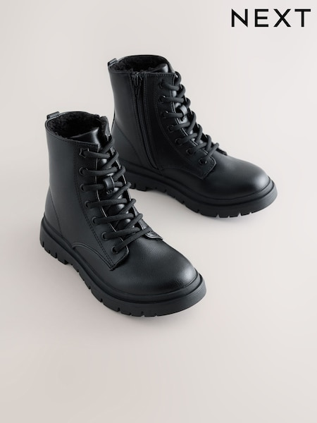 Melns matēts - Warm Lined Lace-up Boots