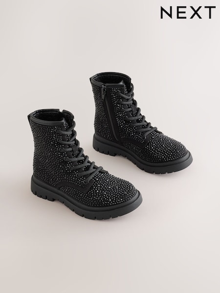 Black Heatseal - Warm Lined Lace-up Boots