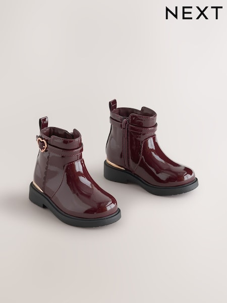 Burgundy Red Patent - Ankle Boots