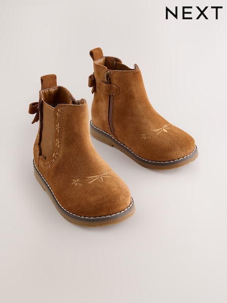 Ante marrón tostado - Bow Detail Chelsea Ankle Boots