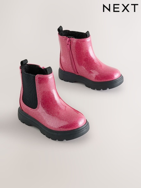 Pink Shimmer - Chelsea Chunky Ankle Boots
