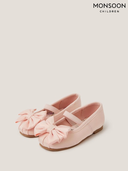 Monsoon Pink Baby Bow Satin Walker Shoes (V60733) | AED156