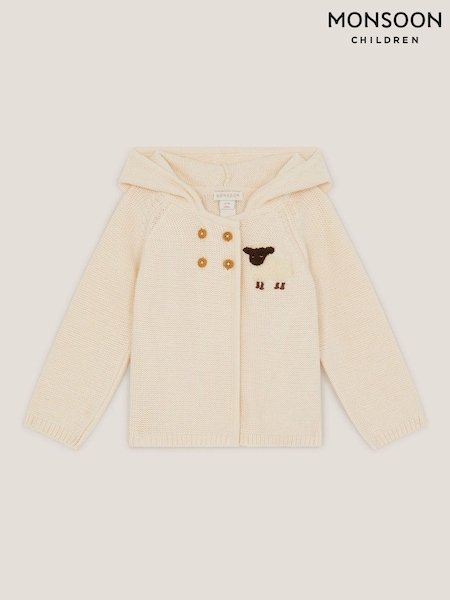 Monsoon Cream Newborn Sheep Knit Hoodie (V60761) | 211 SAR