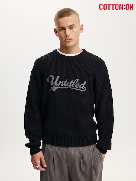 Cotton On Black Box Fit Crew Knit Jumper (V60835) | CLP 68,700