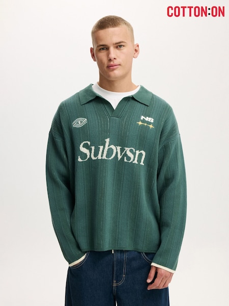 Cotton On Green Box Fit Rugby Polo Shirt (V60837) | €74