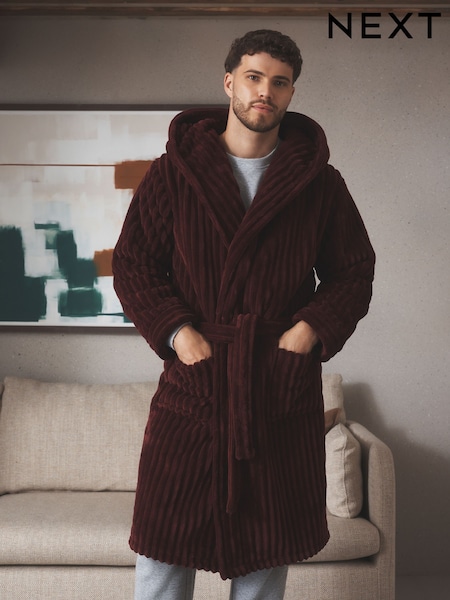 Rouge bordeaux - Regular Ribbed Dressing Gown