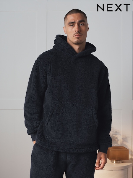 Marineblau/blau - Regular Borg Overhead Hoodie