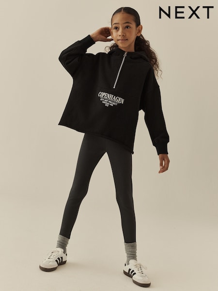 Black - Hoodie And Rib Leggings Set (3-16yrs)