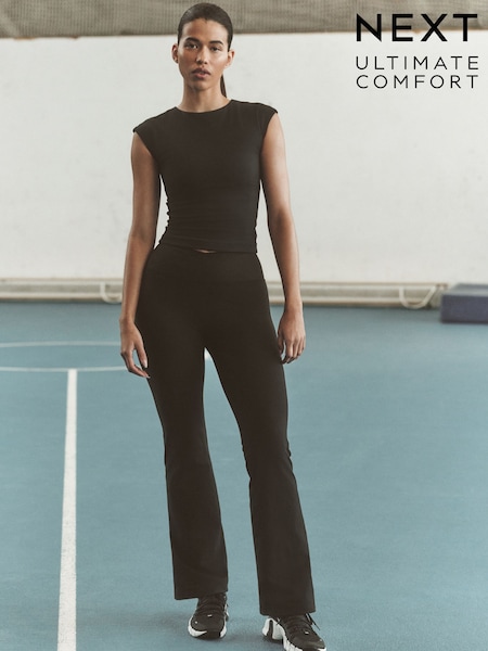 Black - Ultimate Comfort Cross Front High Waist Sports Leggings