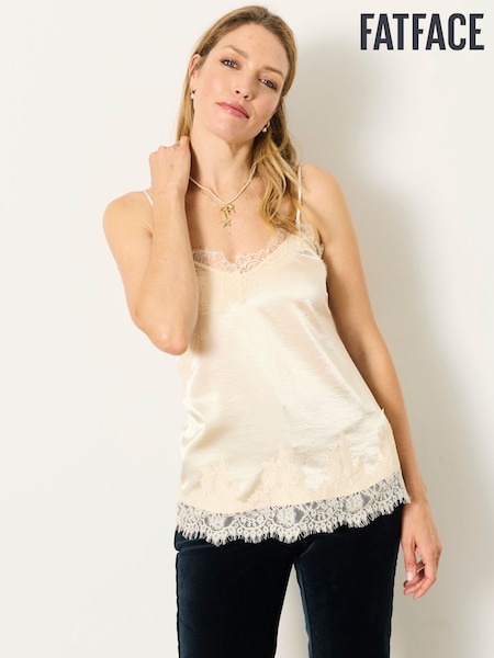 Kość słoniowa - Fatface Logan Lace Trim Cami