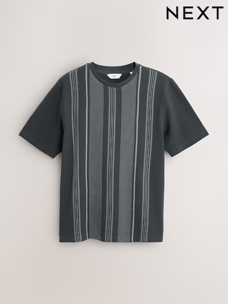 رمادي - Regular Smart Vertical Stripe T-shirt