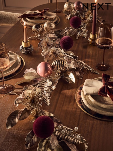 Leaf And Bauble Artificial Christmas Garland