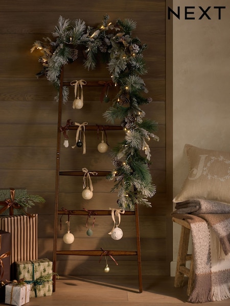 Artificial Light Up Snowy Christmas Garland