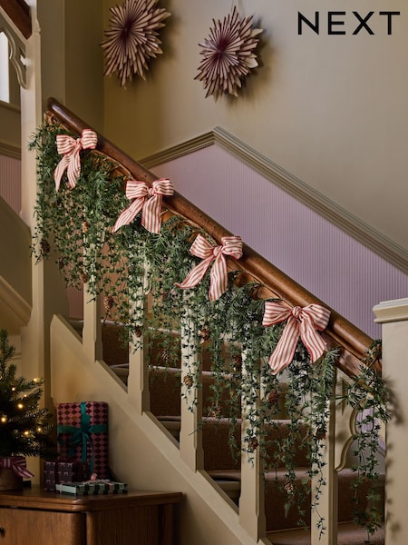 Artificial Larch Draping Christmas Garland With Bows