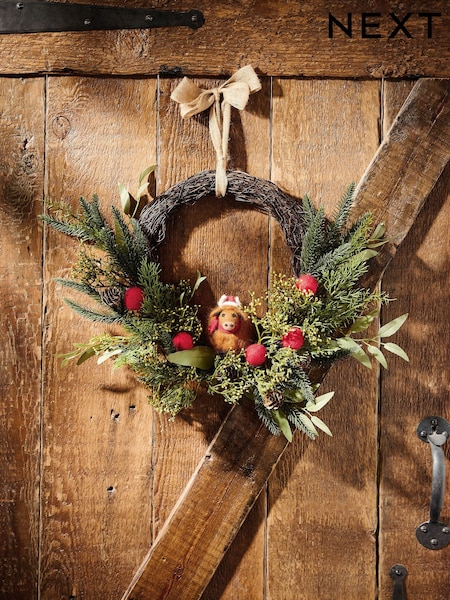 Hamish The Highland Cow Christmas Wreath