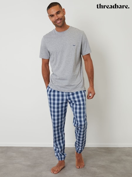 Threadbare Grey Check Pyjama T-Shirt & Cuffed Bottoms Set (V61156) | €38