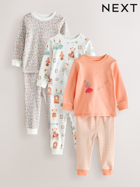 Ecru/Peach - Snuggle Pyjamas 3 Pack (9mths-12yrs)